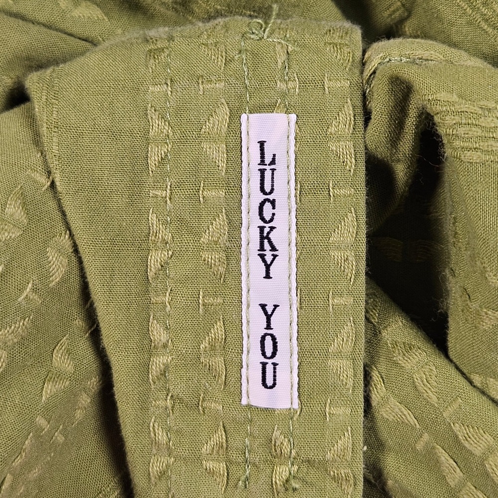 Vintage Lucky Brand  Shirt Mens Lare Green Textured Stripe Button Down 90s - Picture 8 of 11